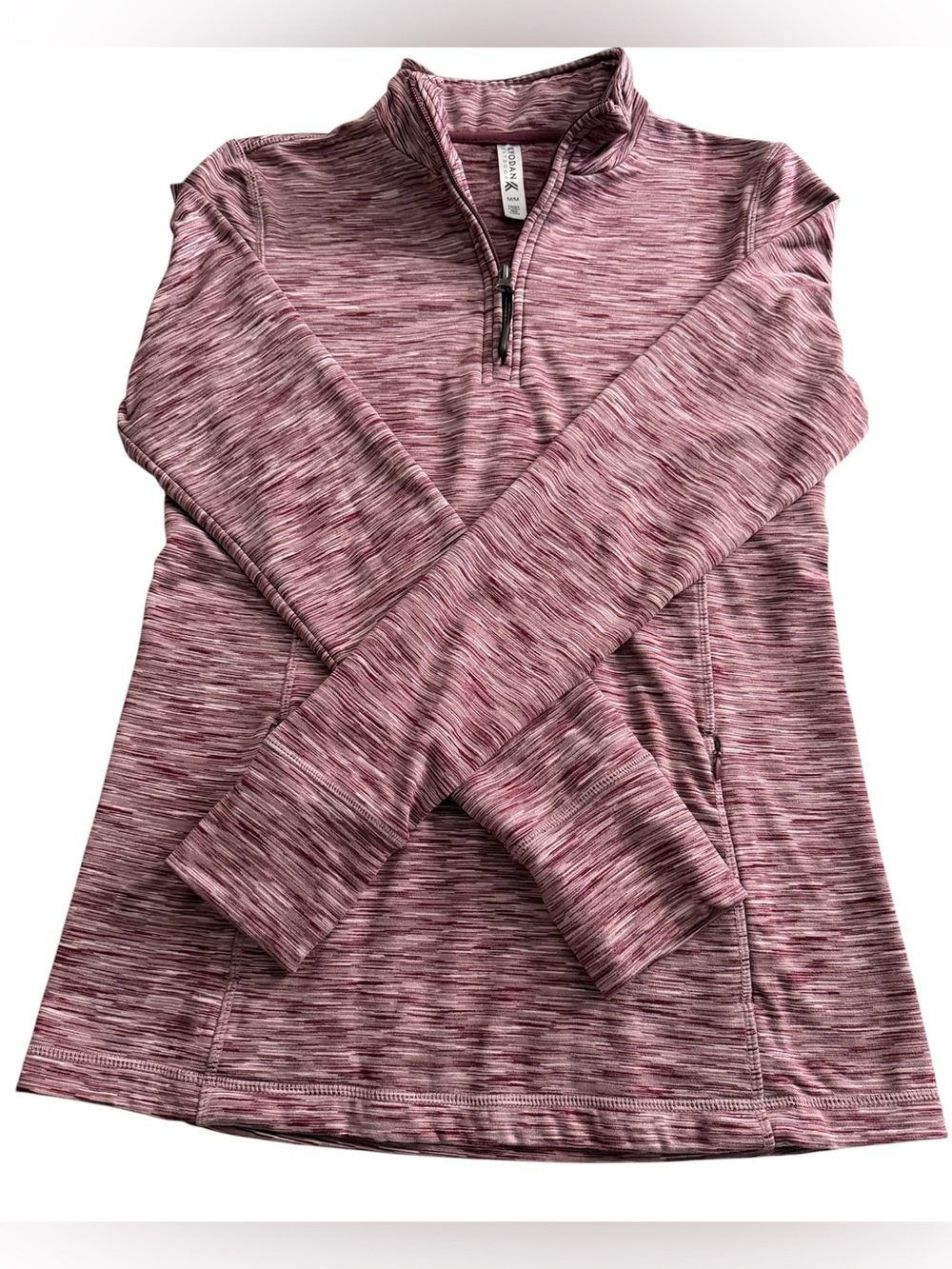 Kyodan Heathered Mauve Stretchy Spandex Quarter-Zip Pullover, Size M